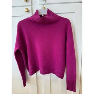 Free People 100% Cashmere Cropped Mock Neck Sweater Magenta Size S